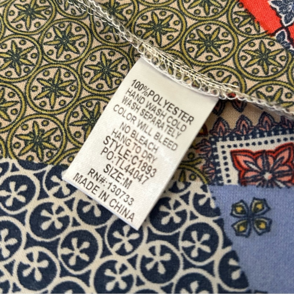 Umgee Patchwork Print Sweetheart Neckline Ruffle … - image 6